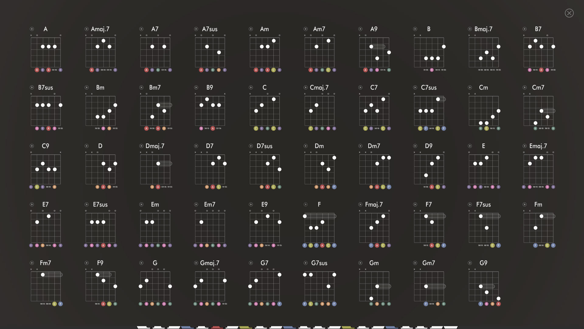 all chords and their notes audio