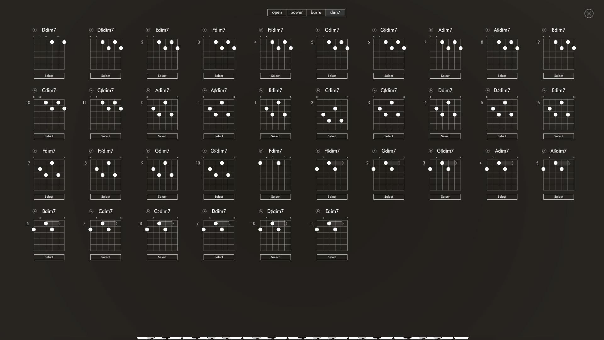 Dim7 Fullscreen chord selector