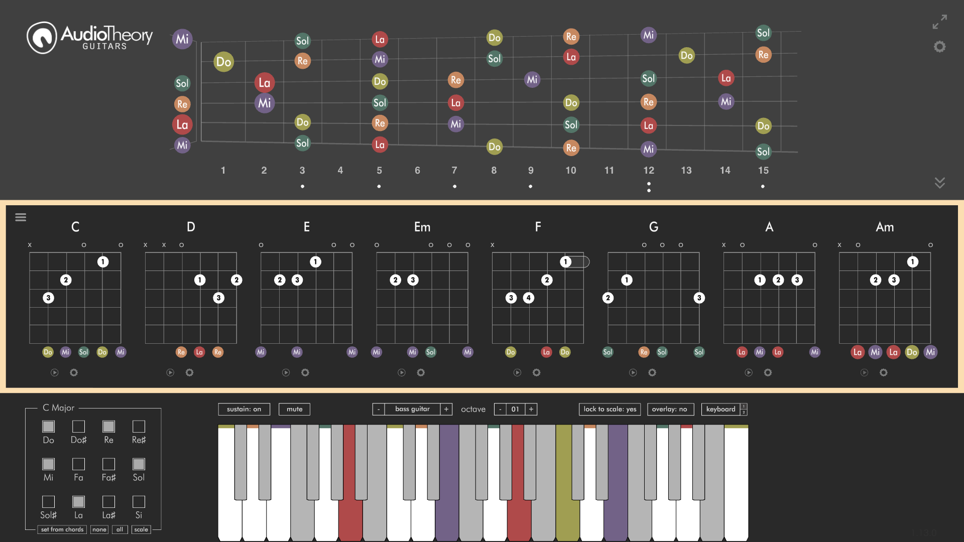 barre chord note playback