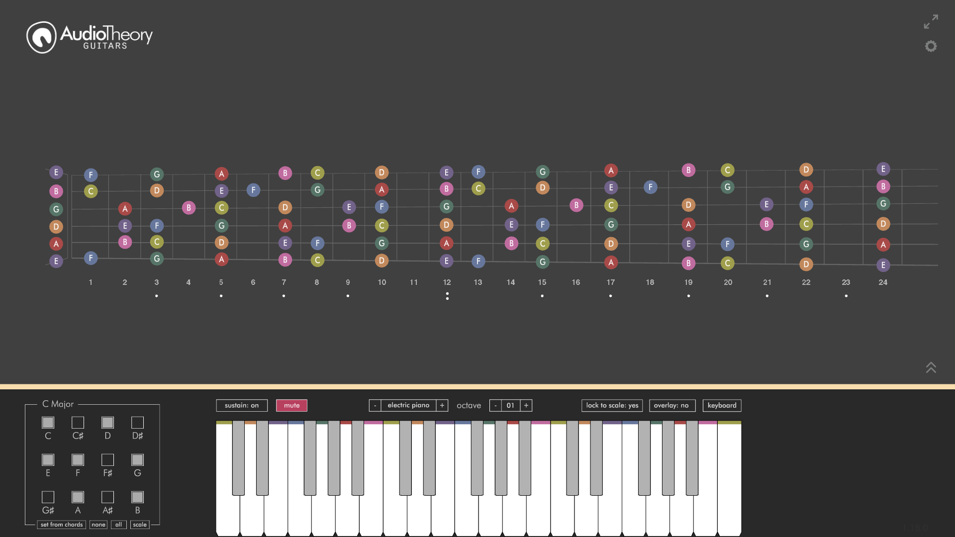 AudioTheory Guitars fulscreen fretboard