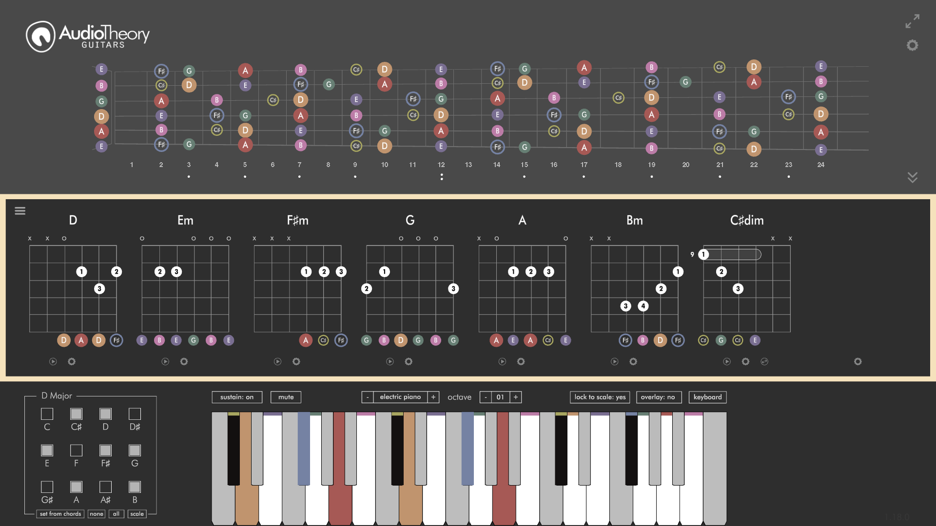 AudioTheory Guitars chord highlighting