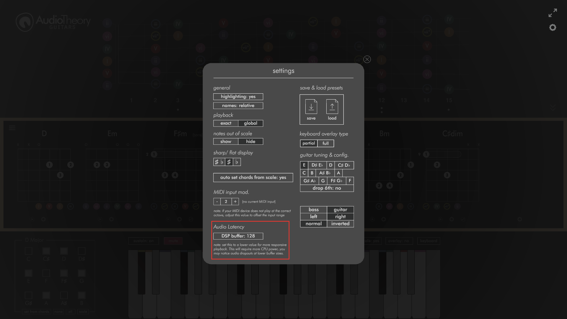 AudioTheory DSP settings