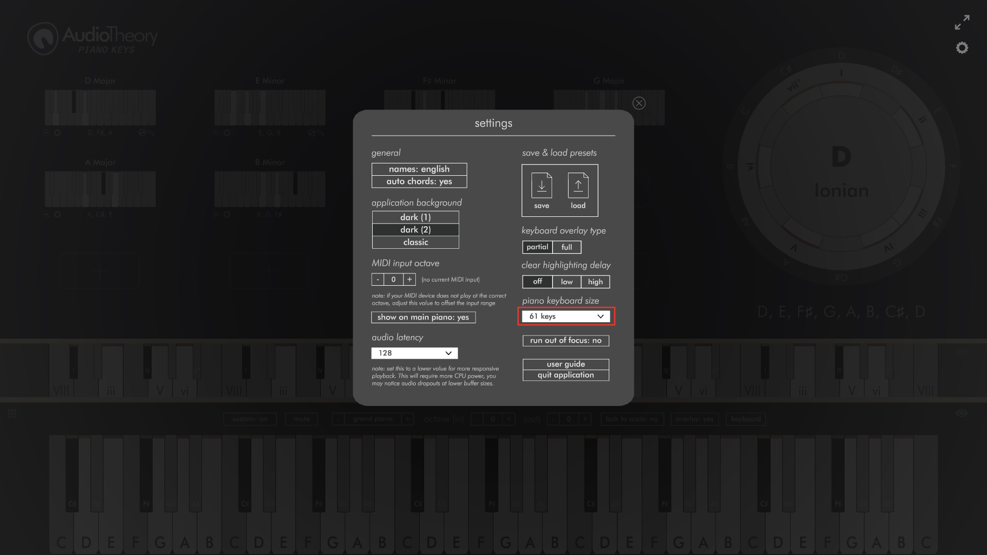 AudioTheory Piano Keys 88 key options