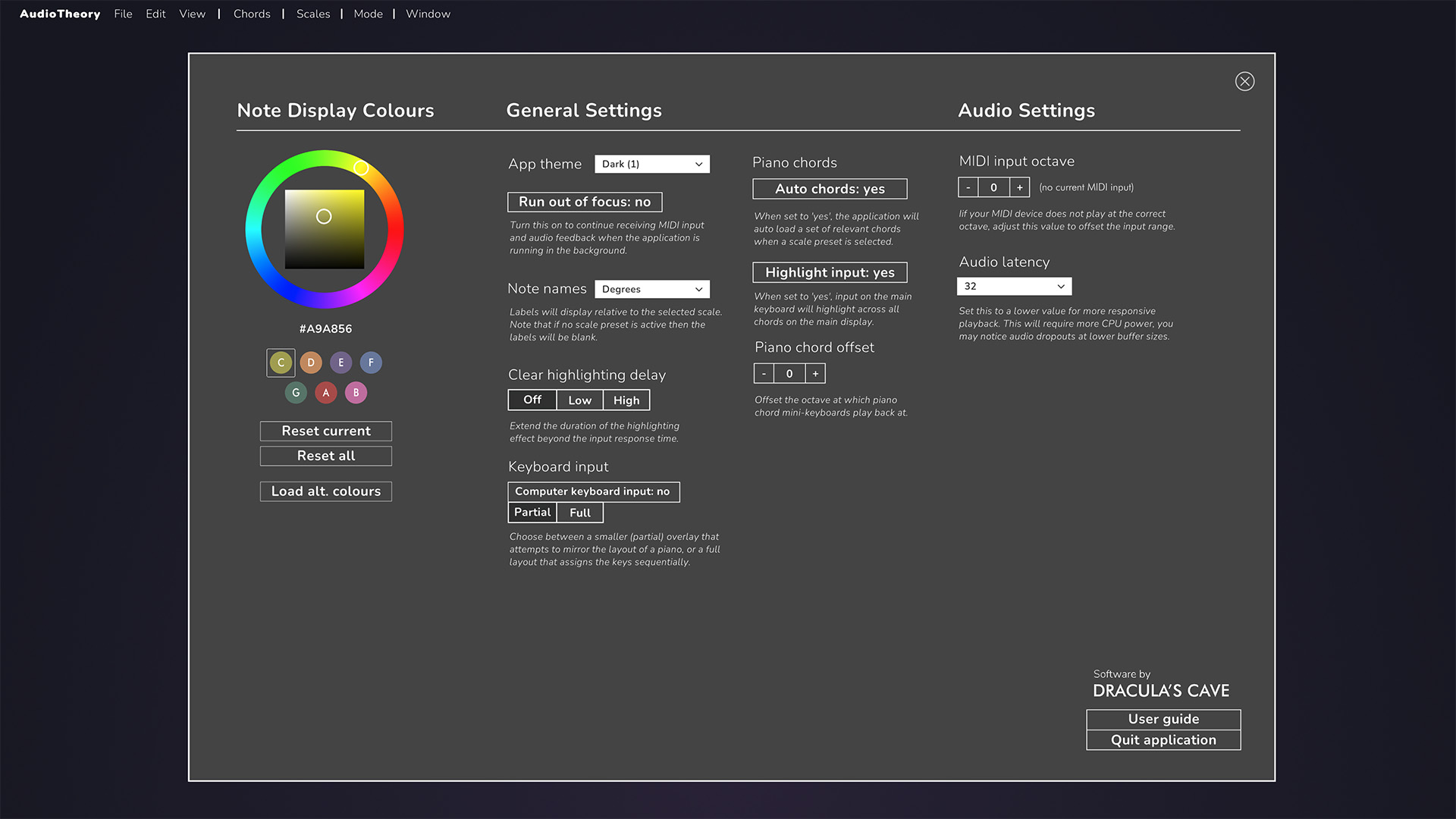 AudioTheory Piano Keys version 2.0 options