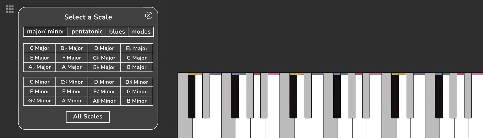 C major scale on Virtual Piano 