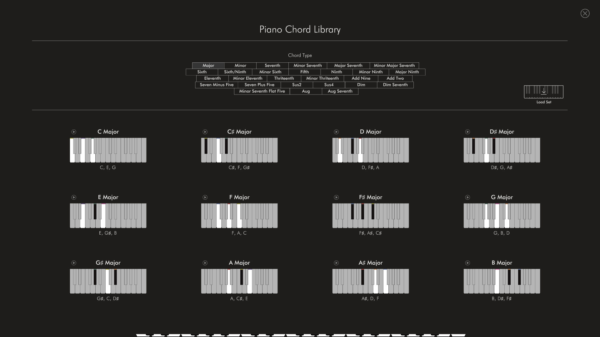 piano chord library