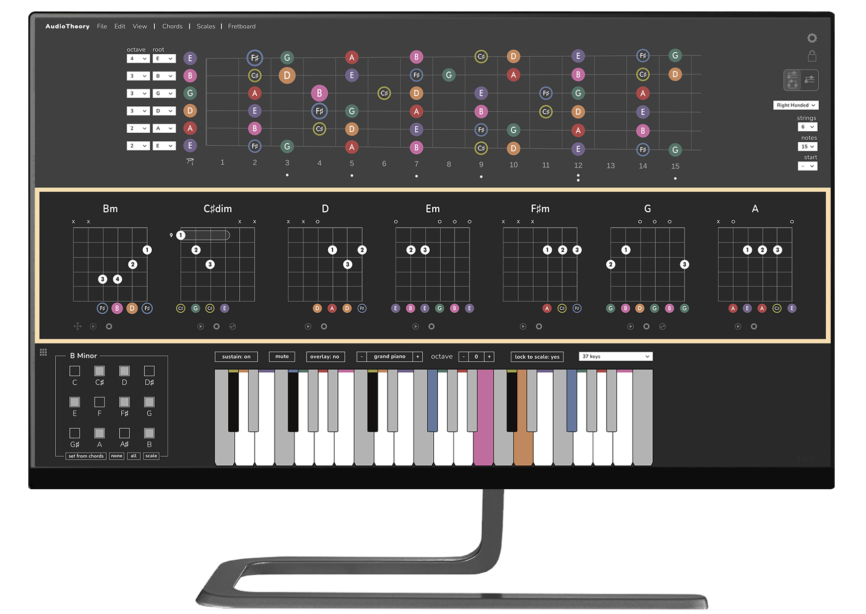 AudioTheory Guitars fullscreen chord view