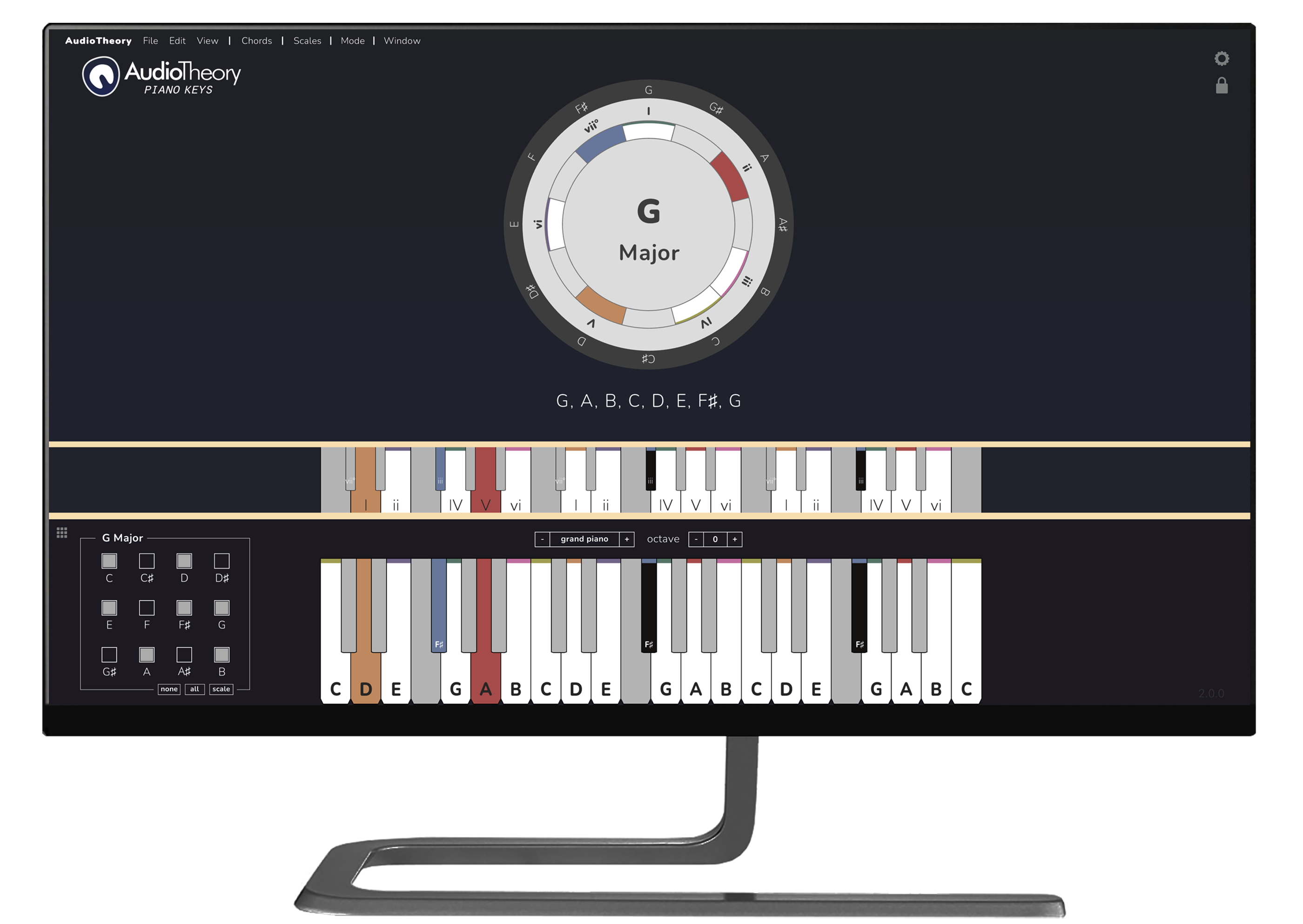 AudioTheory Piano Keys scale library view